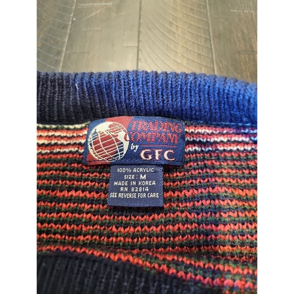 Gfc Mens Multicolor Vtg Ski Acrylic Knit Sweater Pullover Winter Size Medium - Picture 5 of 9